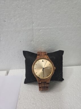 Wooden Men's Watch with Gold Dial